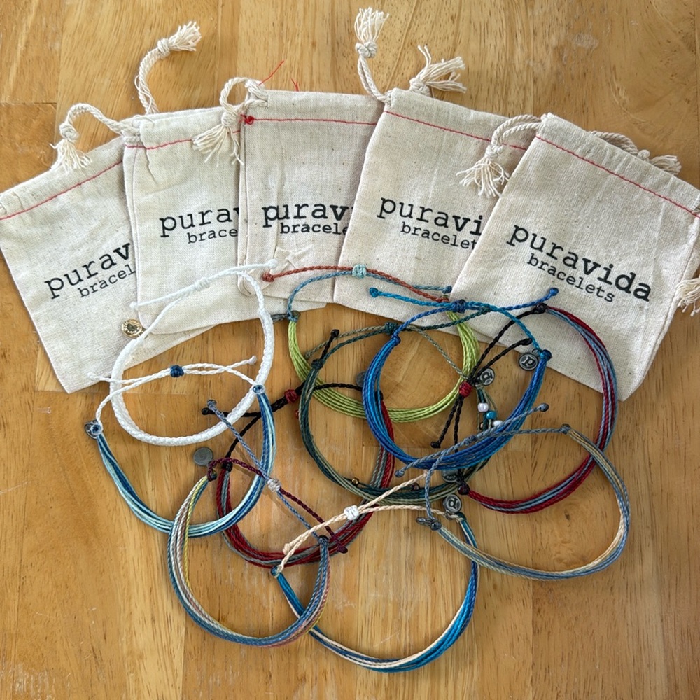 Pure Vida 10 Bracelet Lot Colorful Variety Style Adjustable Friendship Boho Cute